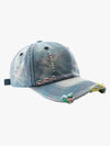 Vintage Washed Distressed Denim Baseball Cap 