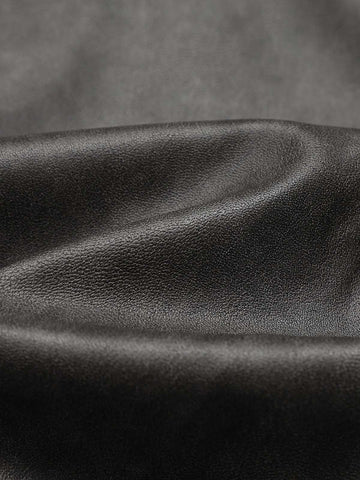 Metal Button Cropped Leather Bomber Jacket