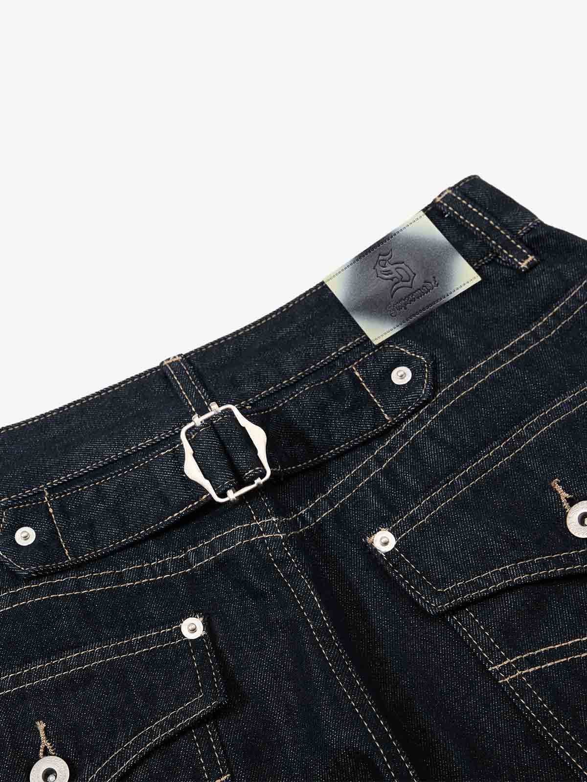 Cinch Back Contrast Stitch Jeans