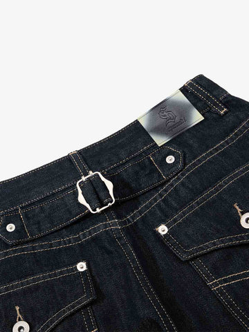 Cinch Back Contrast Stitch Jeans