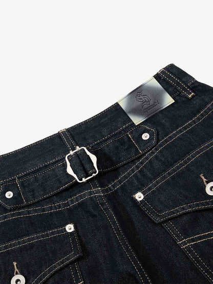 Cinch Back Contrast Stitch Jeans