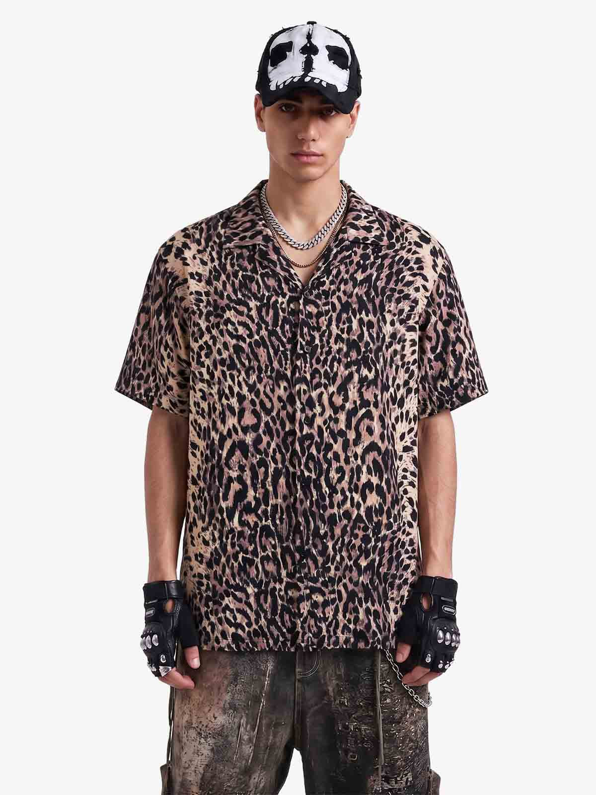 Cyber Punk Leopard Print Hawaiian Shirt