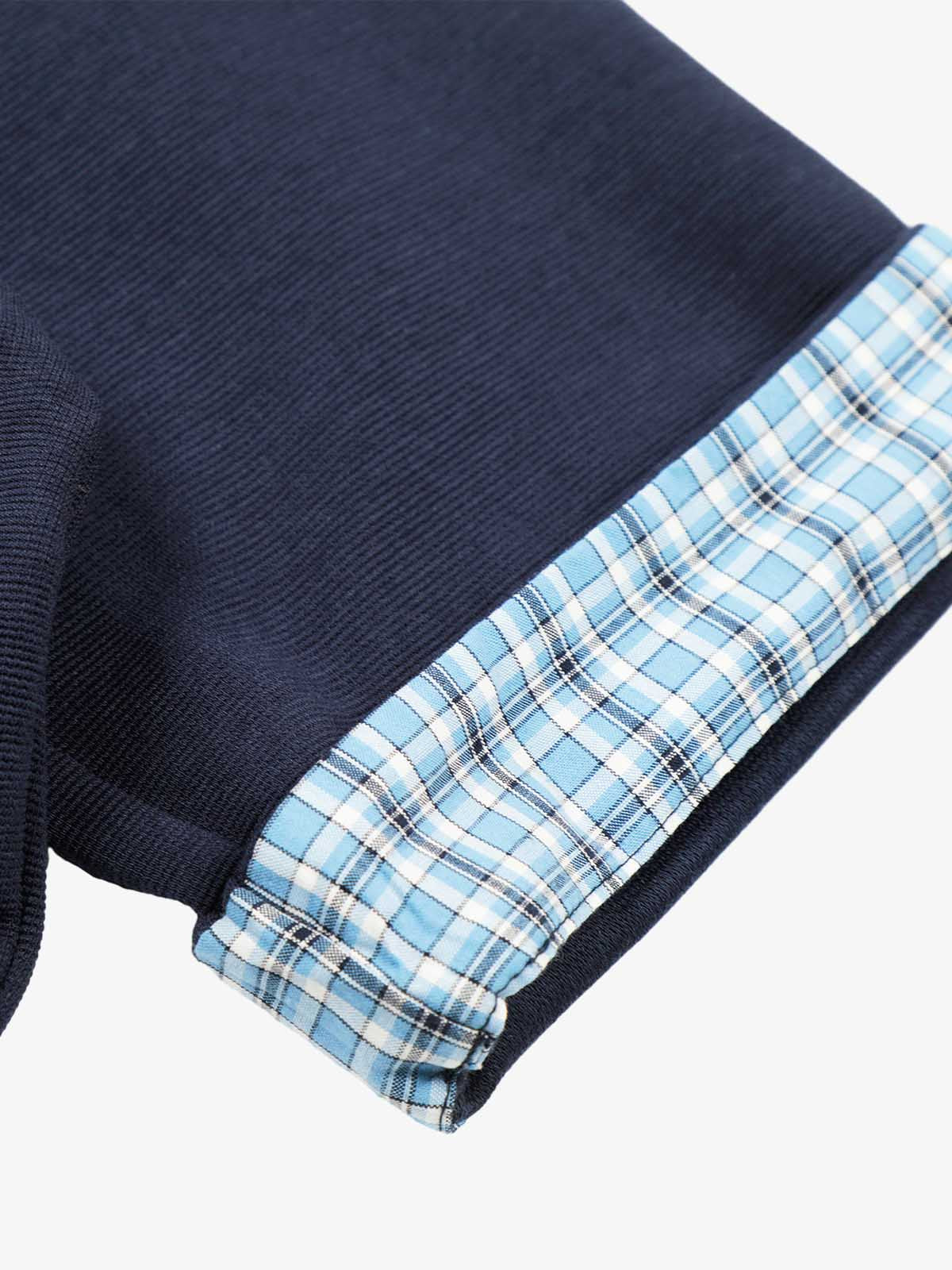 Pique Cotton Polo Shirt with Plaid Contrast Collar & Cuffs – Classic Fit