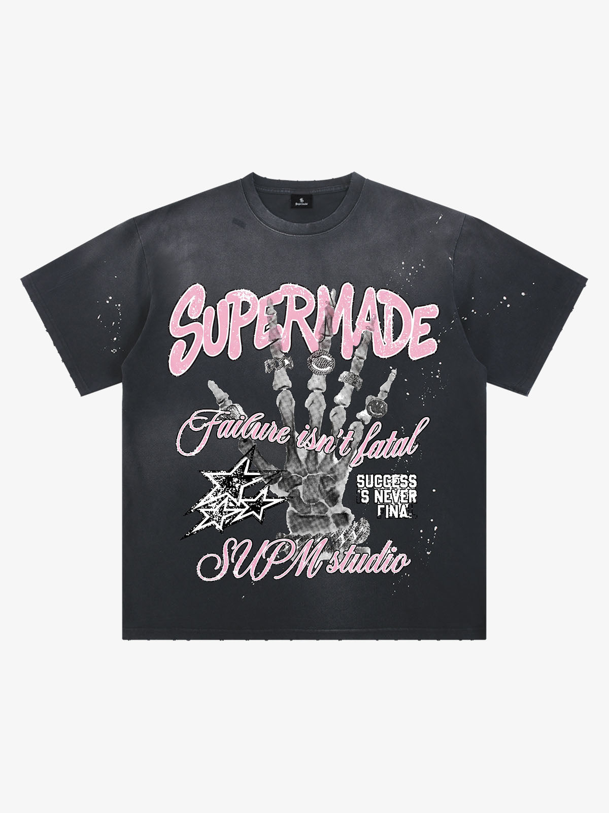 Graffiti Skull Graphic Paint Splatter Tee