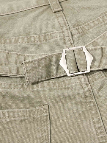 Distressed Washed Multi-Button Jeans