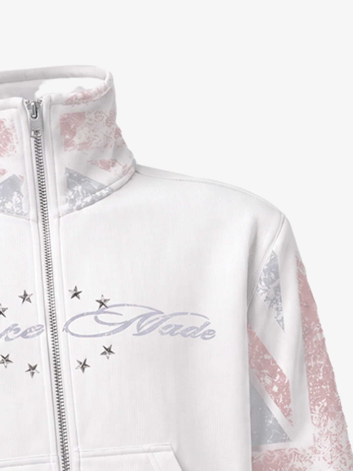 Flag Print Star Rivet Jacket