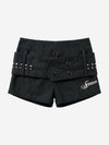 Studded Corduroy Double-Breasted Shorts