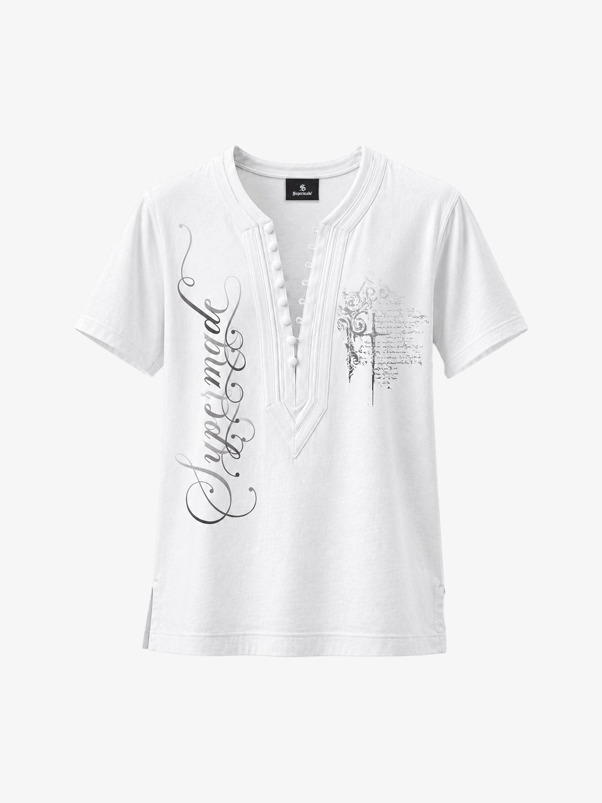 Irregular V-Neck Graphic T-Shirt