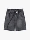 Tactical Buckle Washed Denim Shorts