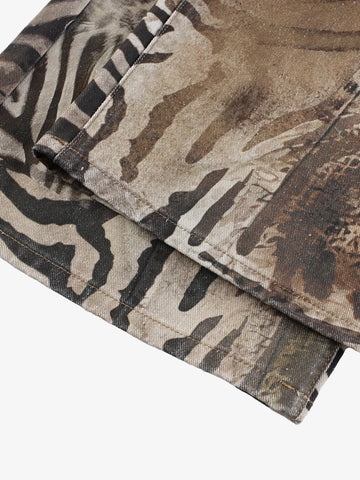 Camo Wash Denim Jeans – High-Rise Relaxed Fit Pants