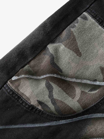 Butterfly Spray Graphic Camo Pocket Barrel Jeans 