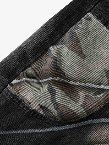 Butterfly Spray Graphic Camo Pocket Barrel Jeans 