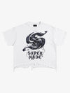 Gothic Liquid Metal Ripped Washed T-Shirt