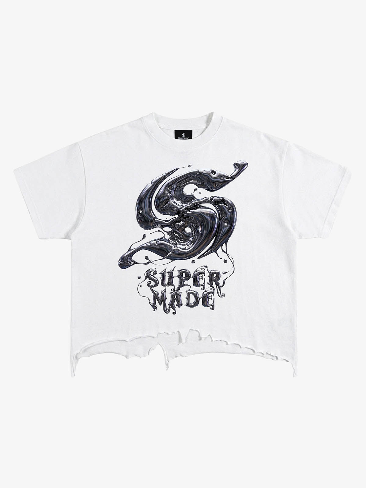 Gothic Liquid Metal Ripped Washed T-Shirt