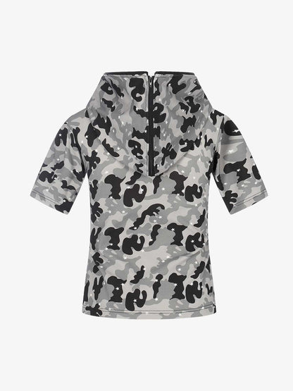 Camo Half Zip Hooded Mid Sleeve T-Shirt 
