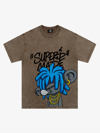 Thesupermade Graffiti Trend Blue Dreadlock Boy T-Shirt 