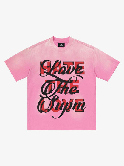 Retro Color-Blocked Lettering T-Shirt