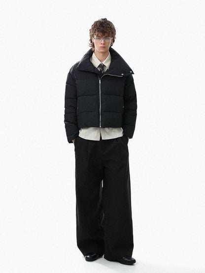 Vintage Asymmetric Zip High-Neck Puffer Jacket 
