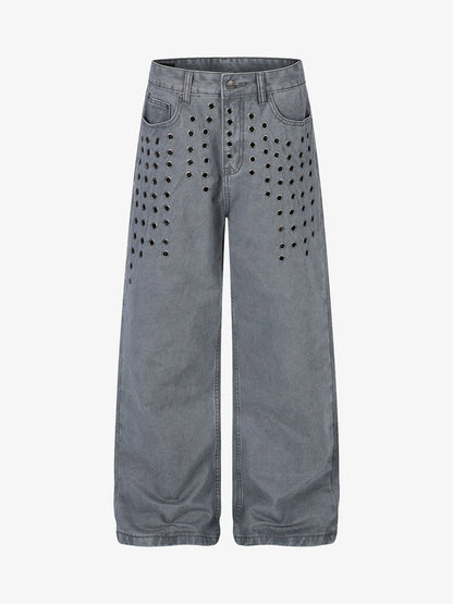 Cut-Out Rivet Jeans