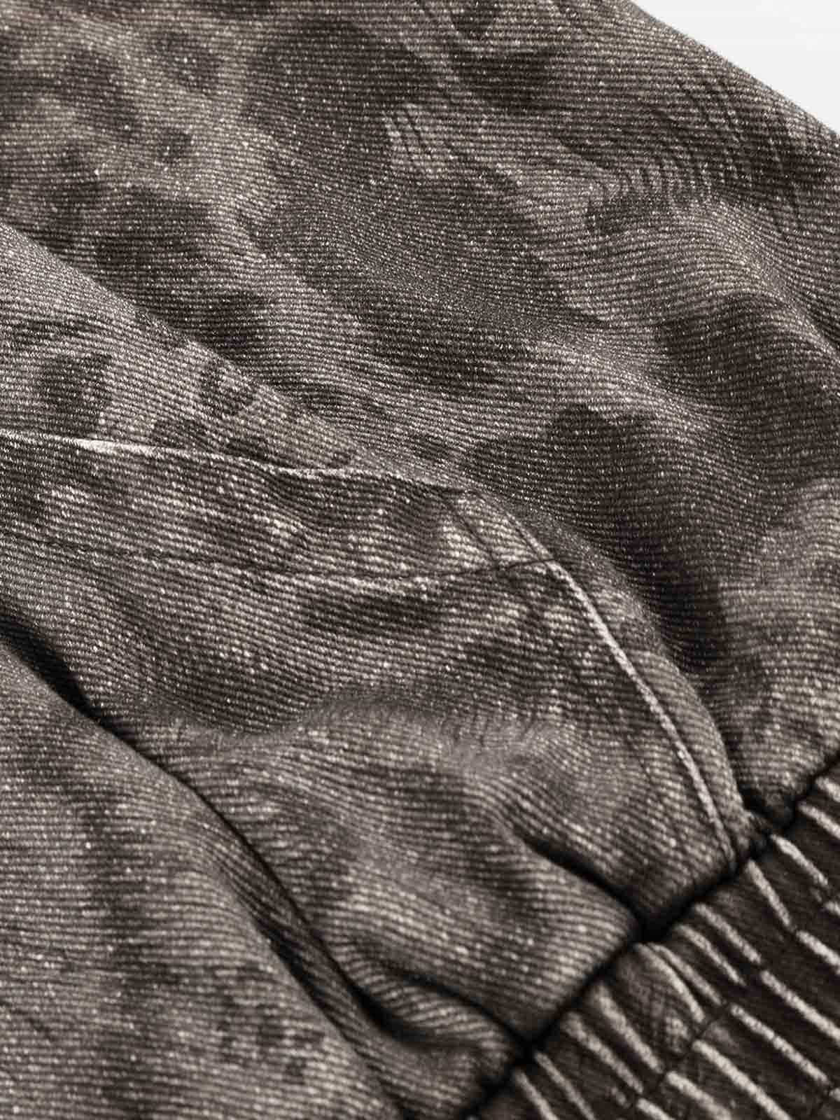 Distressed Leopard Embroidered Boxy Jacket