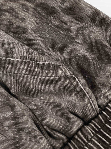 Distressed Leopard Embroidered Boxy Jacket