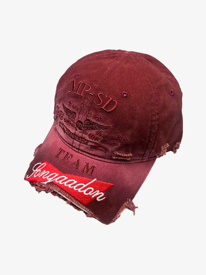 Distressed Baseball Cap with Frayed Brim