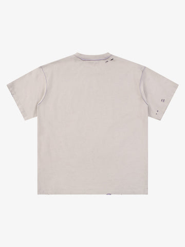 "OK" Patch Color-Block Ripped Reversible T-Shirt