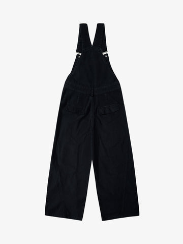 Pleated Knee Cargo Denim Overalls 