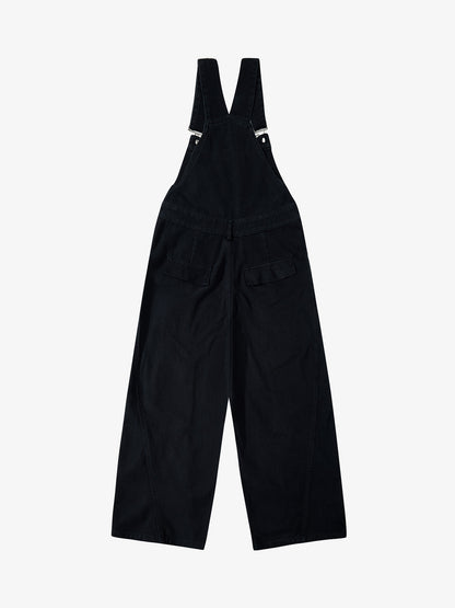 Pleated Knee Cargo Denim Overalls 