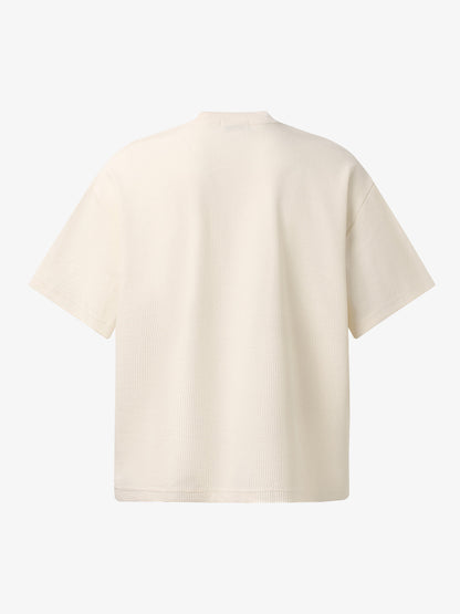 White Oversized Waffle Knit Tee – Love Graphic Relaxed Fit Streetwear