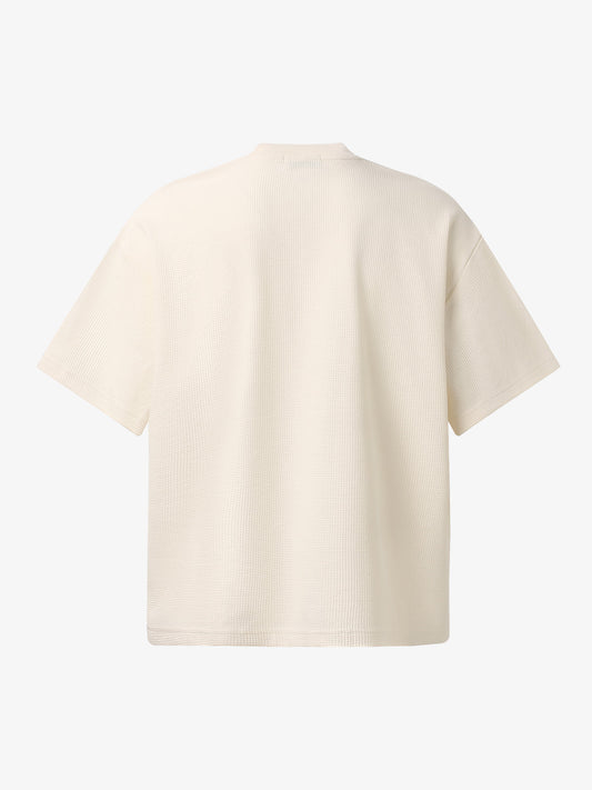 White Oversized Waffle Knit Tee