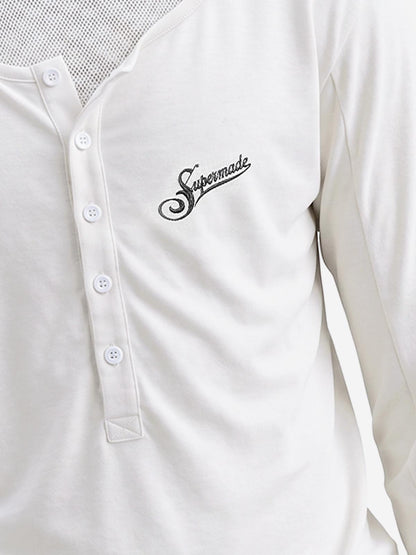 Patchwork Embroidered Long Sleeve Tee