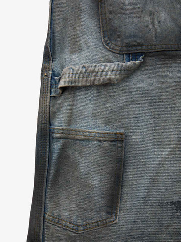 Distressed Washed Ripped Letter Patchwork Wide Leg Jeans 
