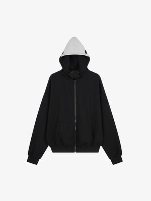 Spine Graphic Distressed Hood Zip Hoodie 