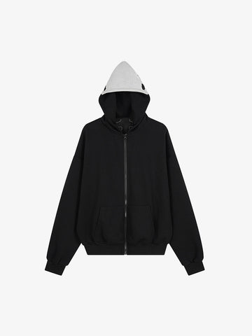Spine Graphic Distressed Hood Zip Hoodie 