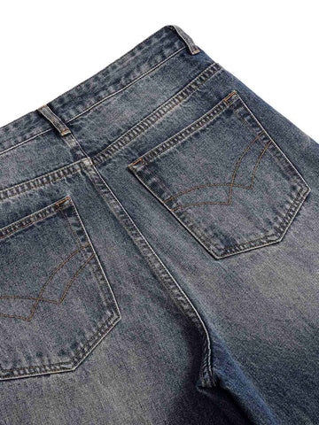Tie Dyed Wrinkled Effect Straight Jeans 