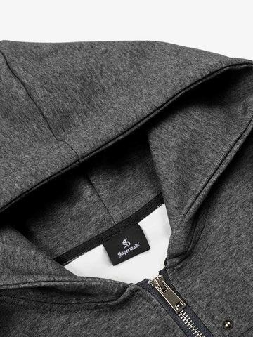 Distressed Studded Gradient Zip Up Hoodie 