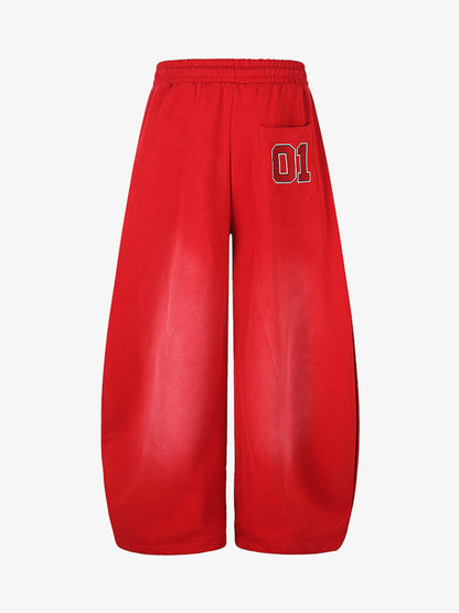 Letter Embroidered Wide-Leg Pants