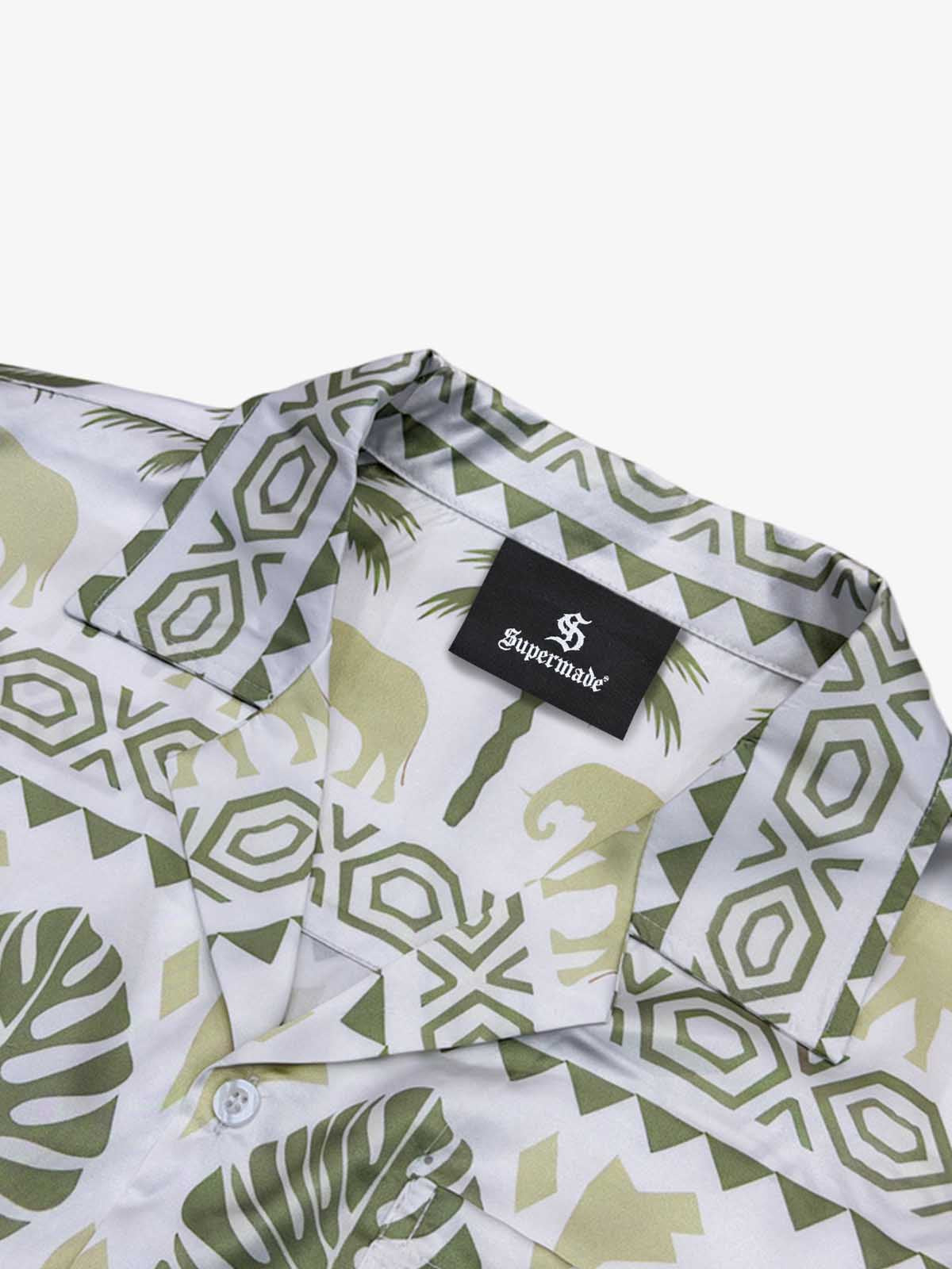 Tropical Elephant Palm Cuban Shirt