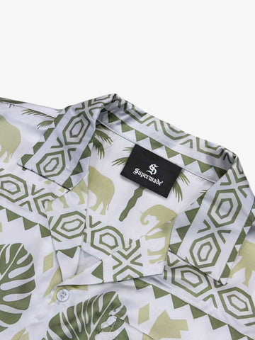Tropical Elephant Palm Cuban Shirt