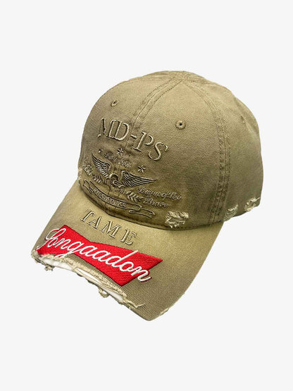 Distressed Baseball Cap with Frayed Brim