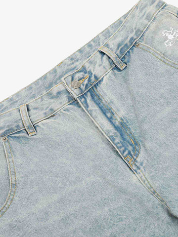 Denim Washed Distressed Barrel Jeans - 2511 