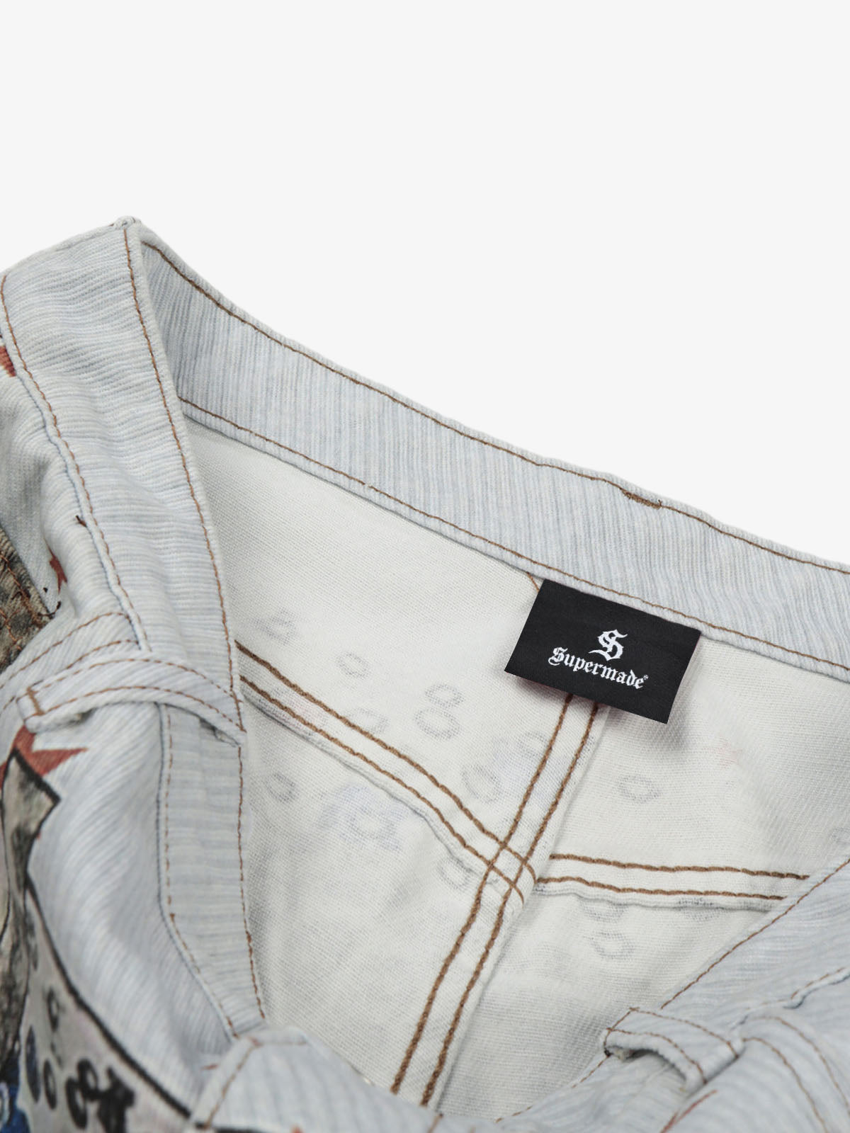 Charm Detail Leopard Denim Shorts