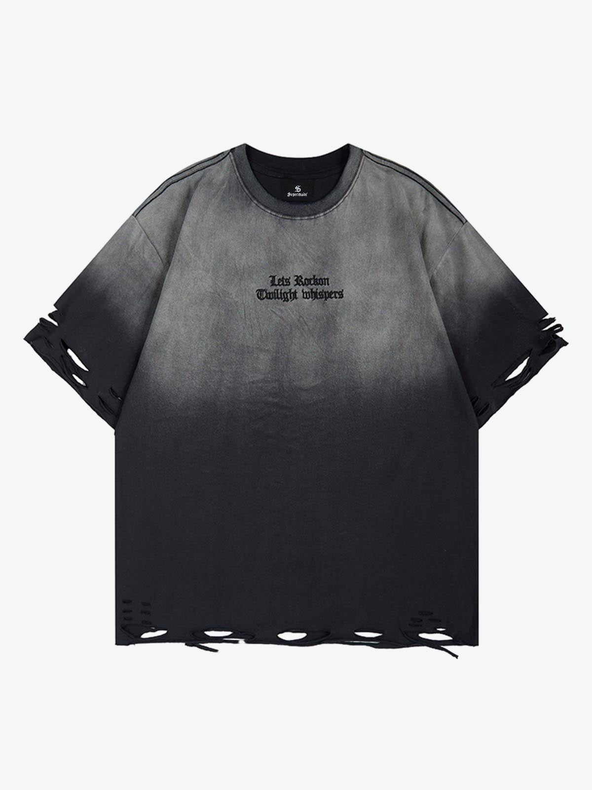 Gradient Washed Ripped Graphic T-Shirt