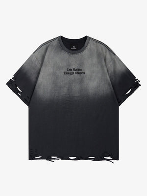 Gradient Washed Ripped Graphic T-Shirt