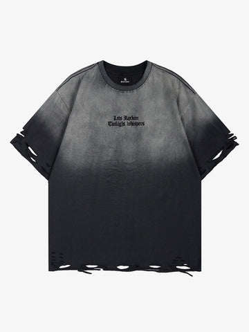 Gradient Washed Ripped Graphic T-Shirt
