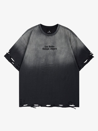 Gradient Washed Ripped Graphic T-Shirt
