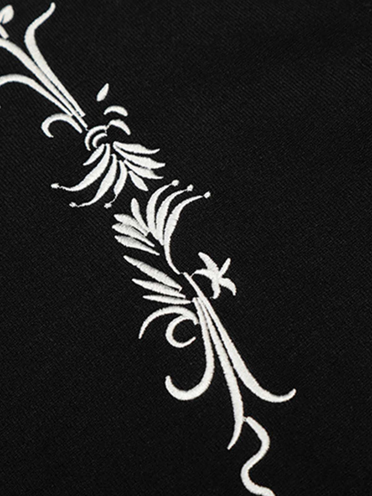 Graphic Floral Knit Henley T-Shirt 