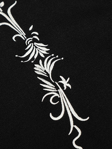 Graphic Floral Knit Henley T-Shirt 
