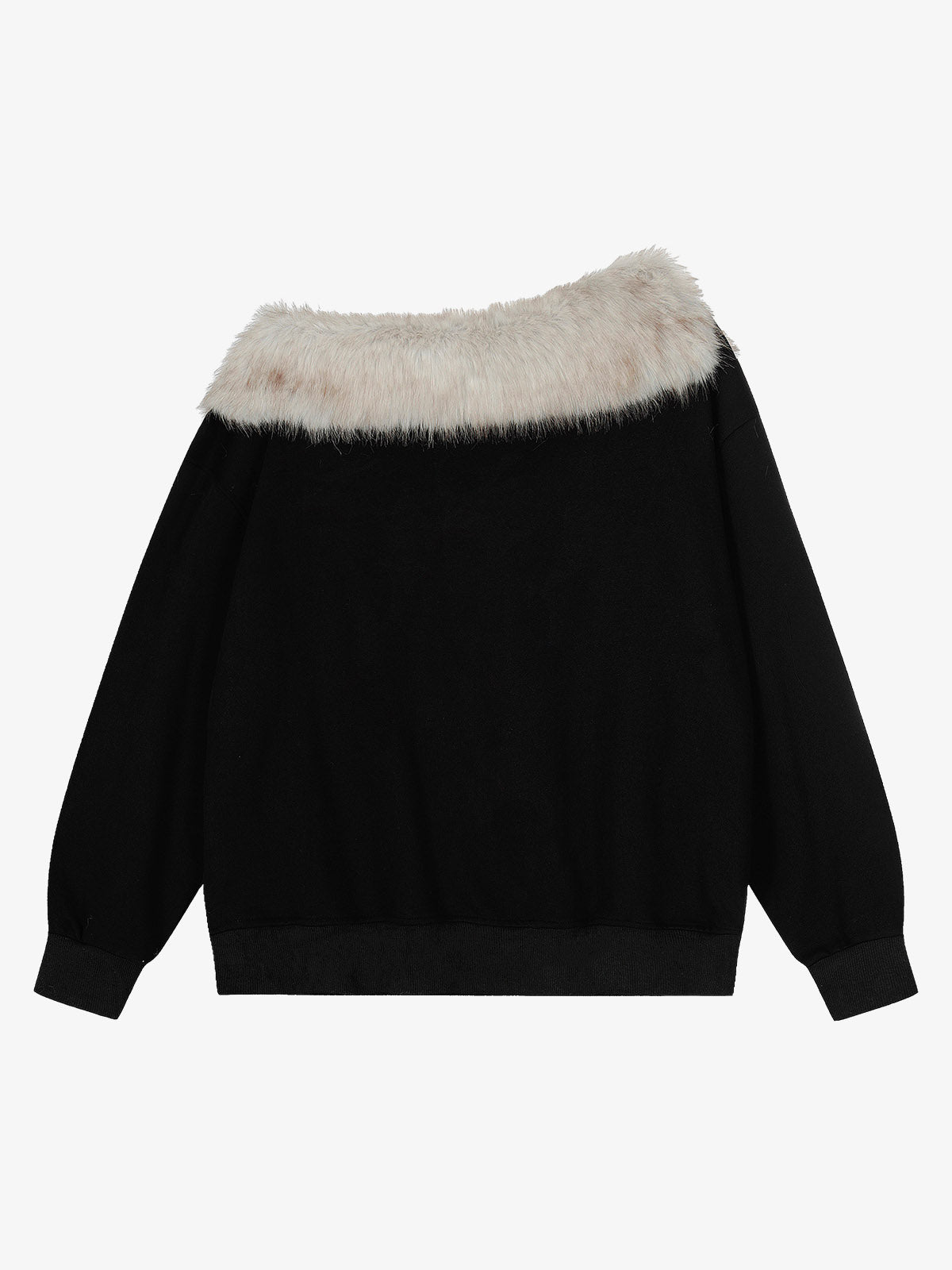 Off-Shoulder Fur Collar '98' Graphic Sweatshirt